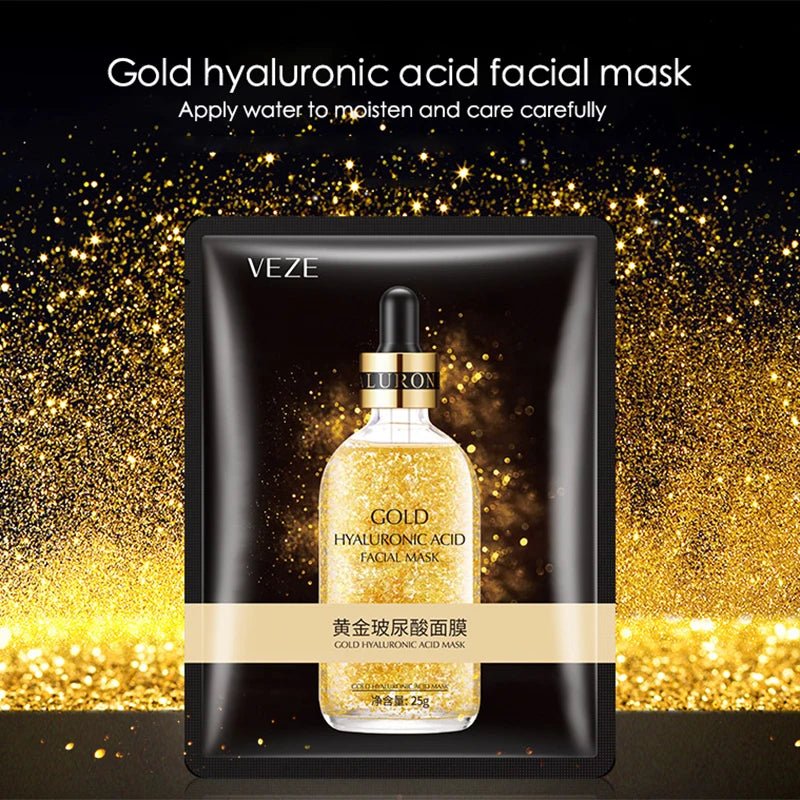 24K Gold Hyaluronic Acid Face Mask Firming Moisturizing Hydrating Beauty skincare Sheet Masks Facial Mask Face Care - Zenvia goods & retreat