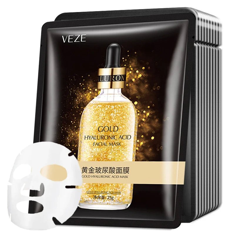 24K Gold Hyaluronic Acid Face Mask Firming Moisturizing Hydrating Beauty skincare Sheet Masks Facial Mask Face Care - Zenvia goods & retreat