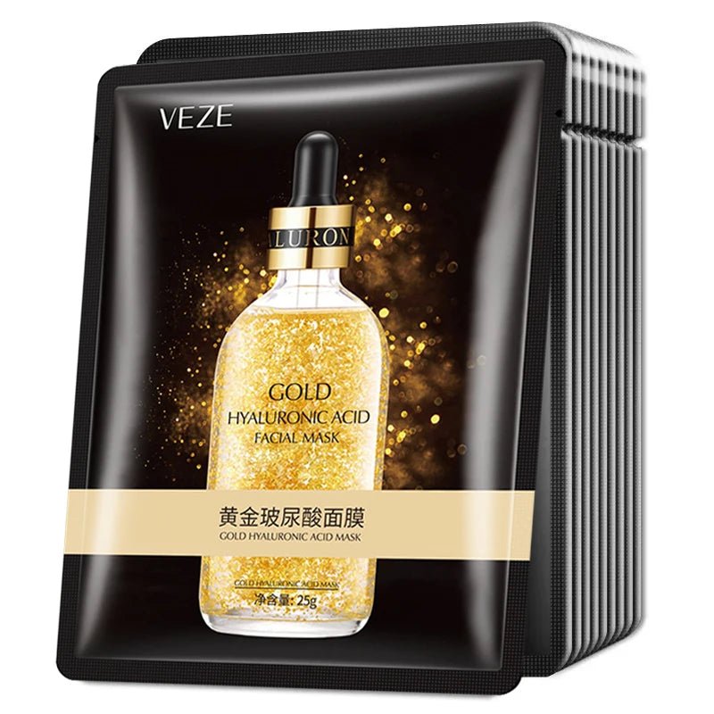 24K Gold Hyaluronic Acid Face Mask Firming Moisturizing Hydrating Beauty skincare Sheet Masks Facial Mask Face Care - Zenvia goods & retreat