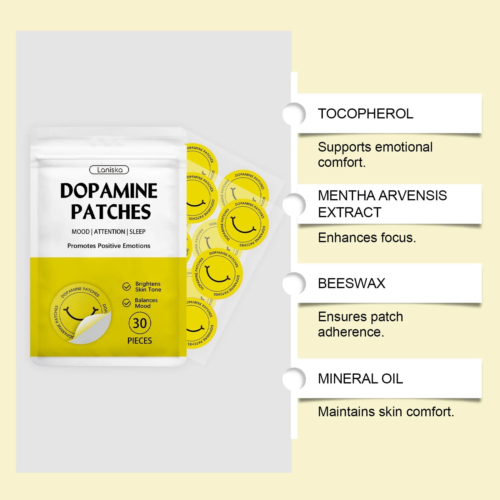 Dopamine Patches Vitality Boost Instant Mood & Focus Enhancement Concentration Aid Wellness Body Care Patch - Zenvia goods & retreat