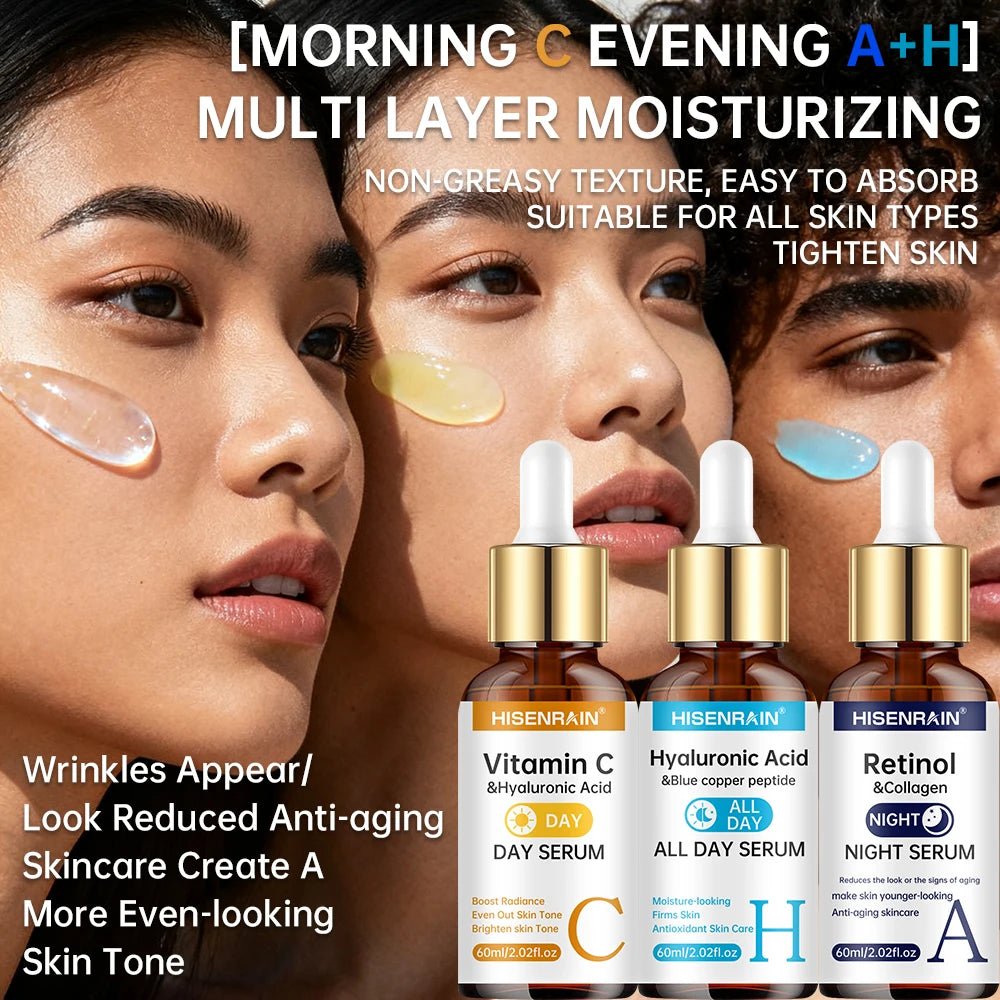 HISENRAIN Vitamin C + Retinol + Hyaluronic Acid Serum Duo | Anti-Aging Brightening & Hydration Combo | For All Skin Type. - Zenvia goods & retreat