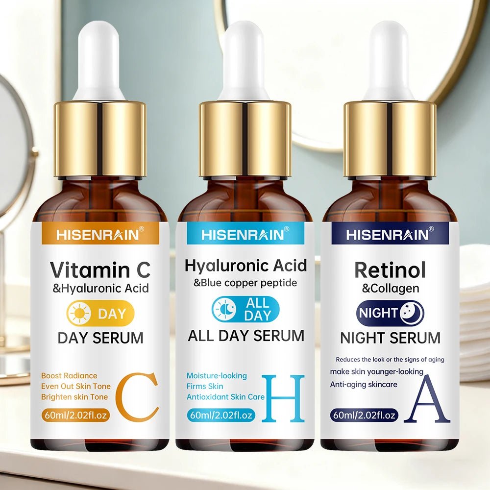 HISENRAIN Vitamin C + Retinol + Hyaluronic Acid Serum Duo | Anti-Aging Brightening & Hydration Combo | For All Skin Type. - Zenvia goods & retreat