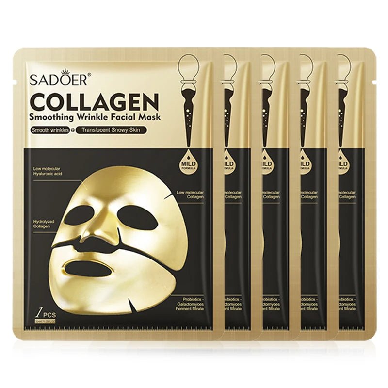 SADOER Golden Collagen Facial Masks Moisturizing Anti-Aging Anti Wrinkles Face Mask Sheet Collagen Masks Skin Care Product - Zenvia goods & retreat