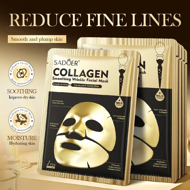 SADOER Golden Collagen Facial Masks Moisturizing Anti-Aging Anti Wrinkles Face Mask Sheet Collagen Masks Skin Care Product - Zenvia goods & retreat