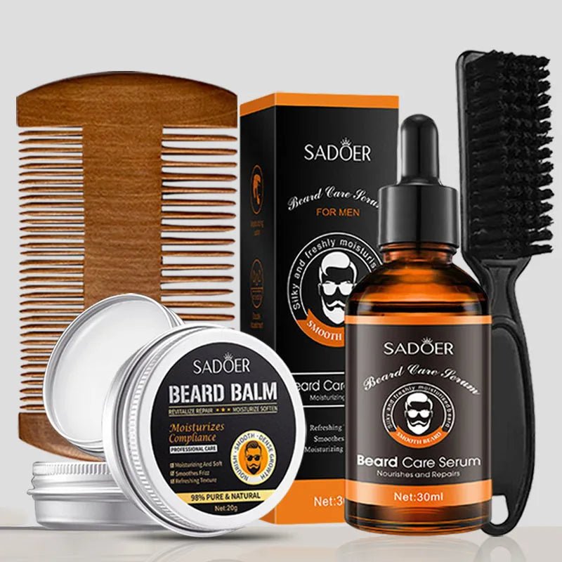 SADOER Men's Beard Oil Care and Beauty Kit, deeply moisturizing, rich in nutrients, intensive hair essence, smooth and styled - Zenvia goods & retreat