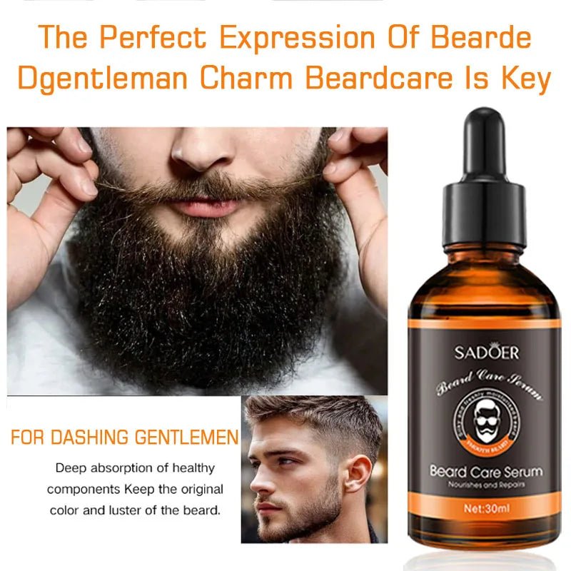 SADOER Men's Beard Oil Care and Beauty Kit, deeply moisturizing, rich in nutrients, intensive hair essence, smooth and styled - Zenvia goods & retreat